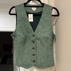 J. Crew Green Herringbone Vest Sz. 12 NWT